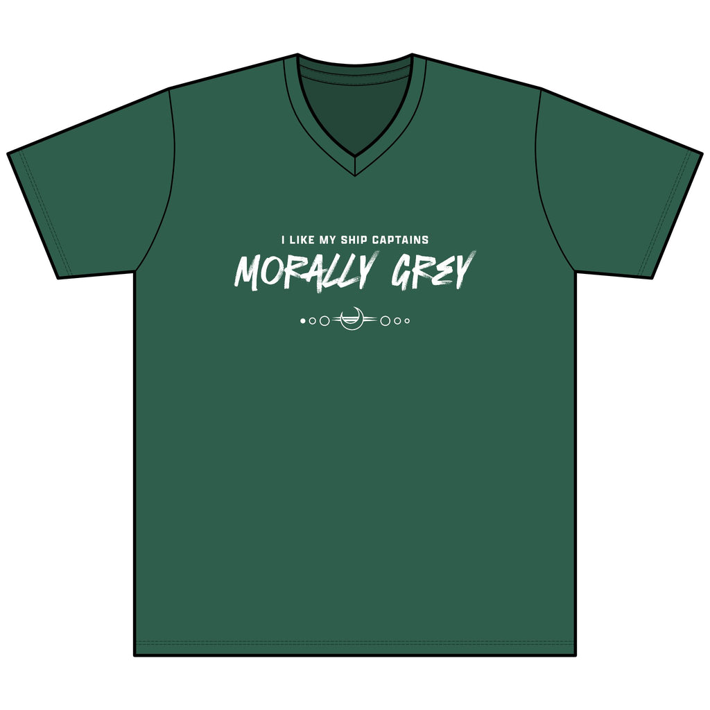 I Like My Ship Captains Morally Grey Heather V-Neck Tee