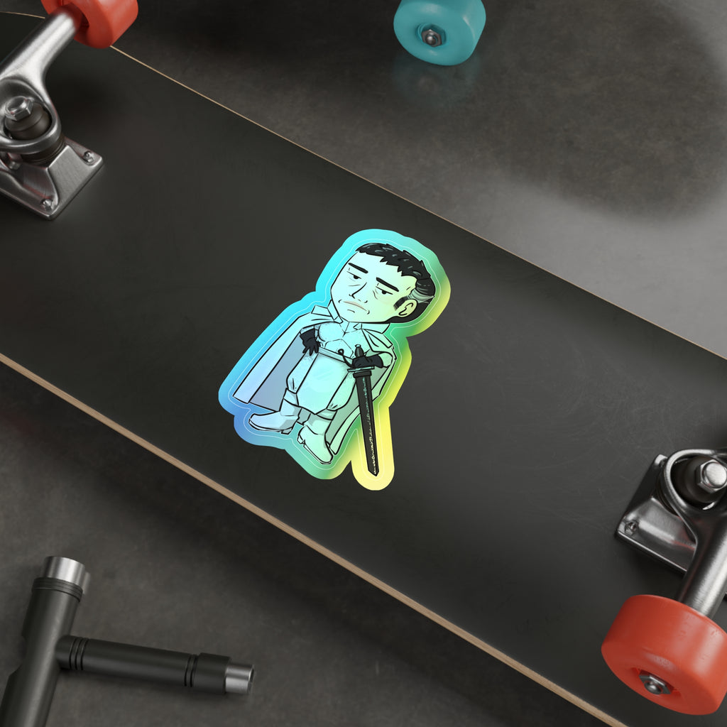 Rook with Black Sword Holographic Sticker (Chibi-Style)