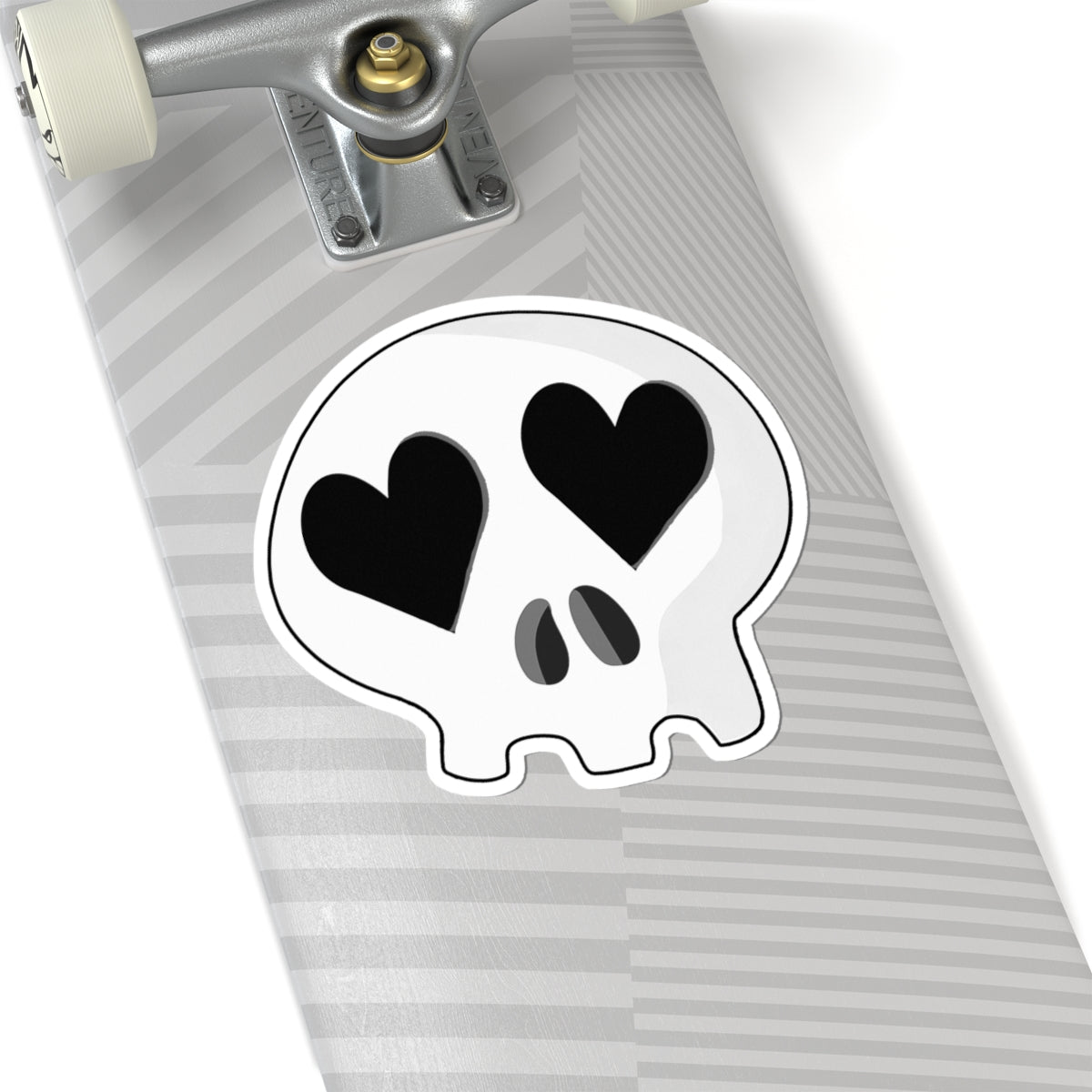 Heart-Eyes Skull Sticker (Black)