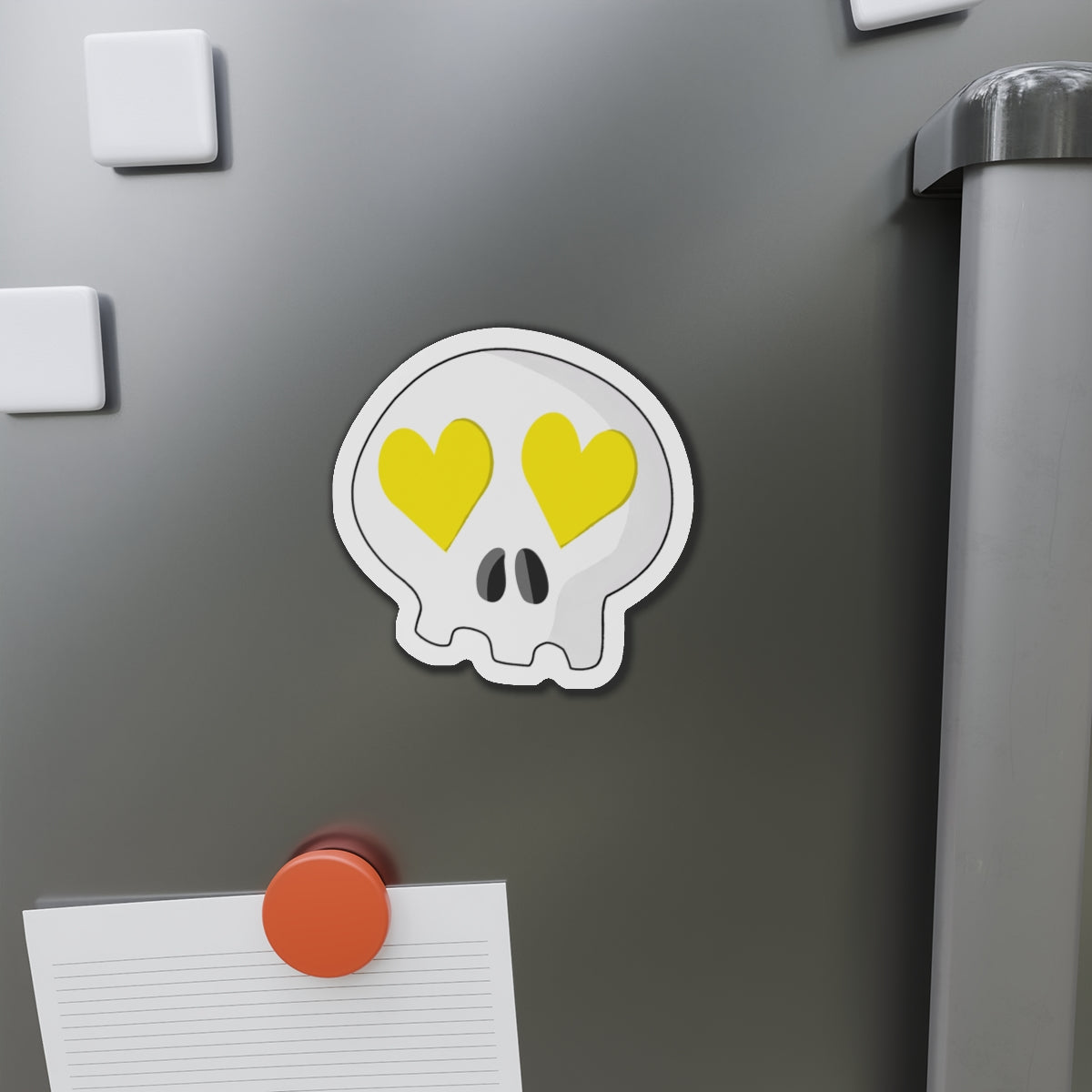 Heart-Eyes Skull Magnet (Yellow)