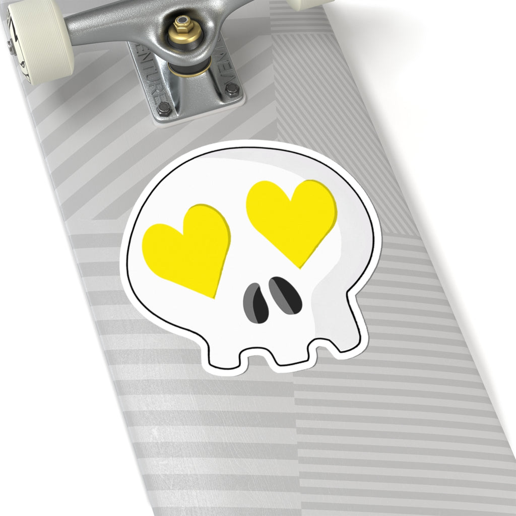 Heart-Eyes Skull Sticker (Yellow)