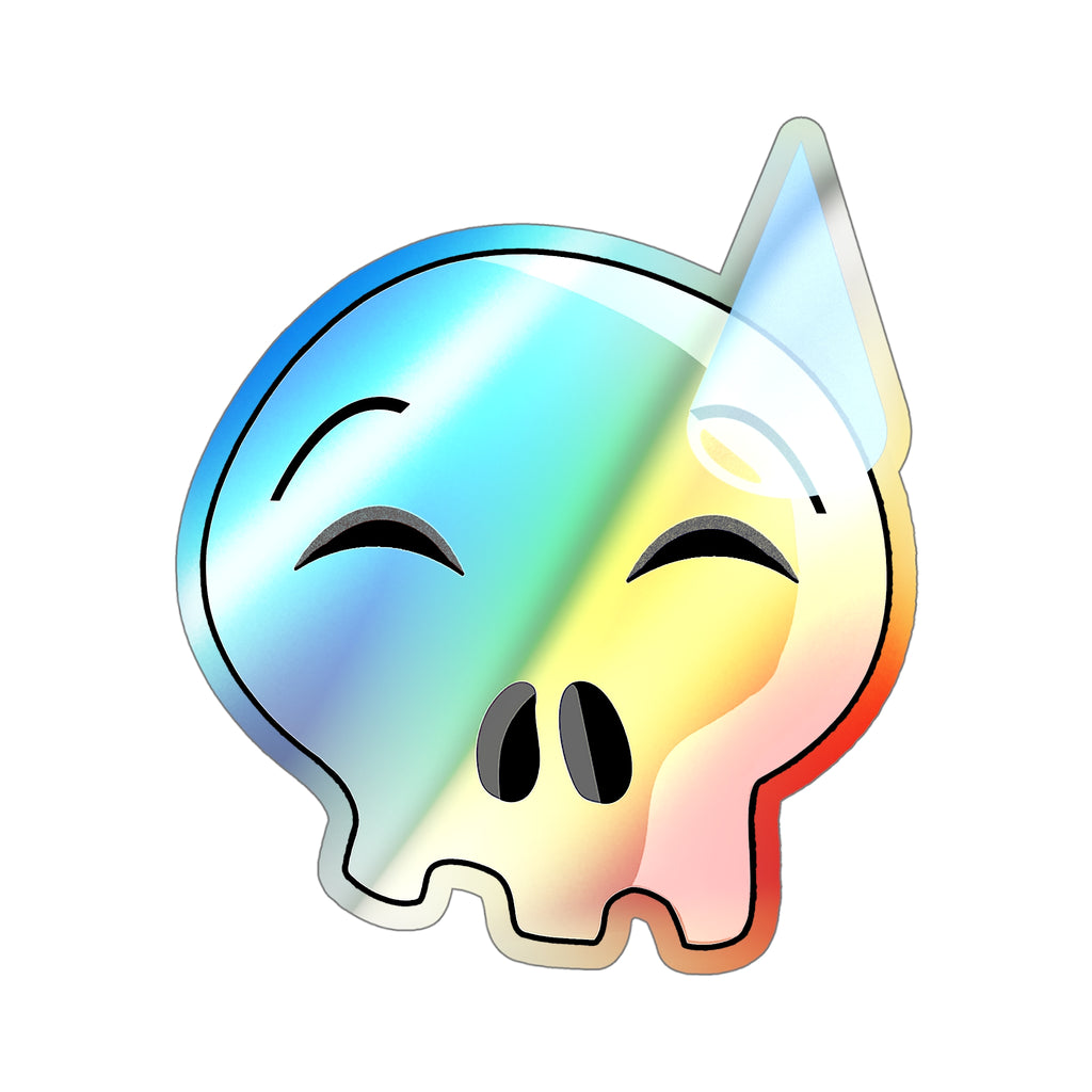 Nervous Sweating Skull Holographic Sticker
