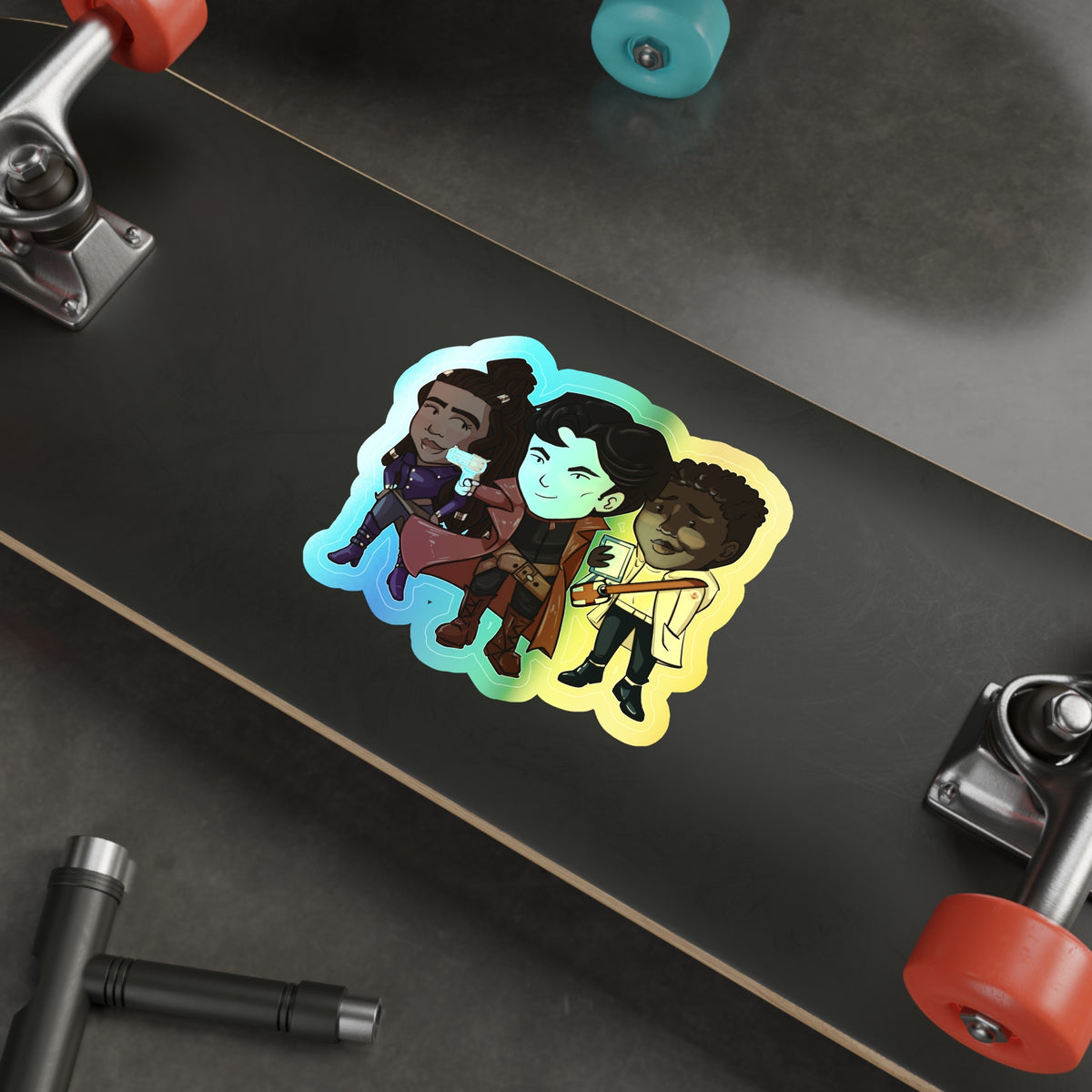 Grey, Minn, and Farlow Holographic Sticker (Chibi-Style)