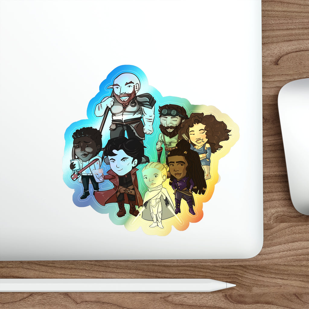 The Crew Huddle Holographic Sticker (Chibi-Style)