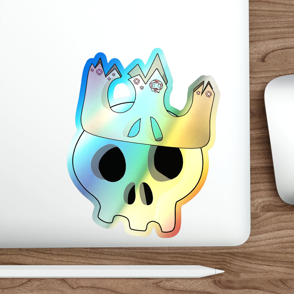 King & Queen Crown Skull Holographic Sticker
