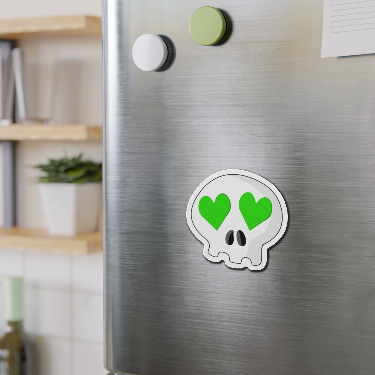 Heart-Eyes Skull Magnet (Green)