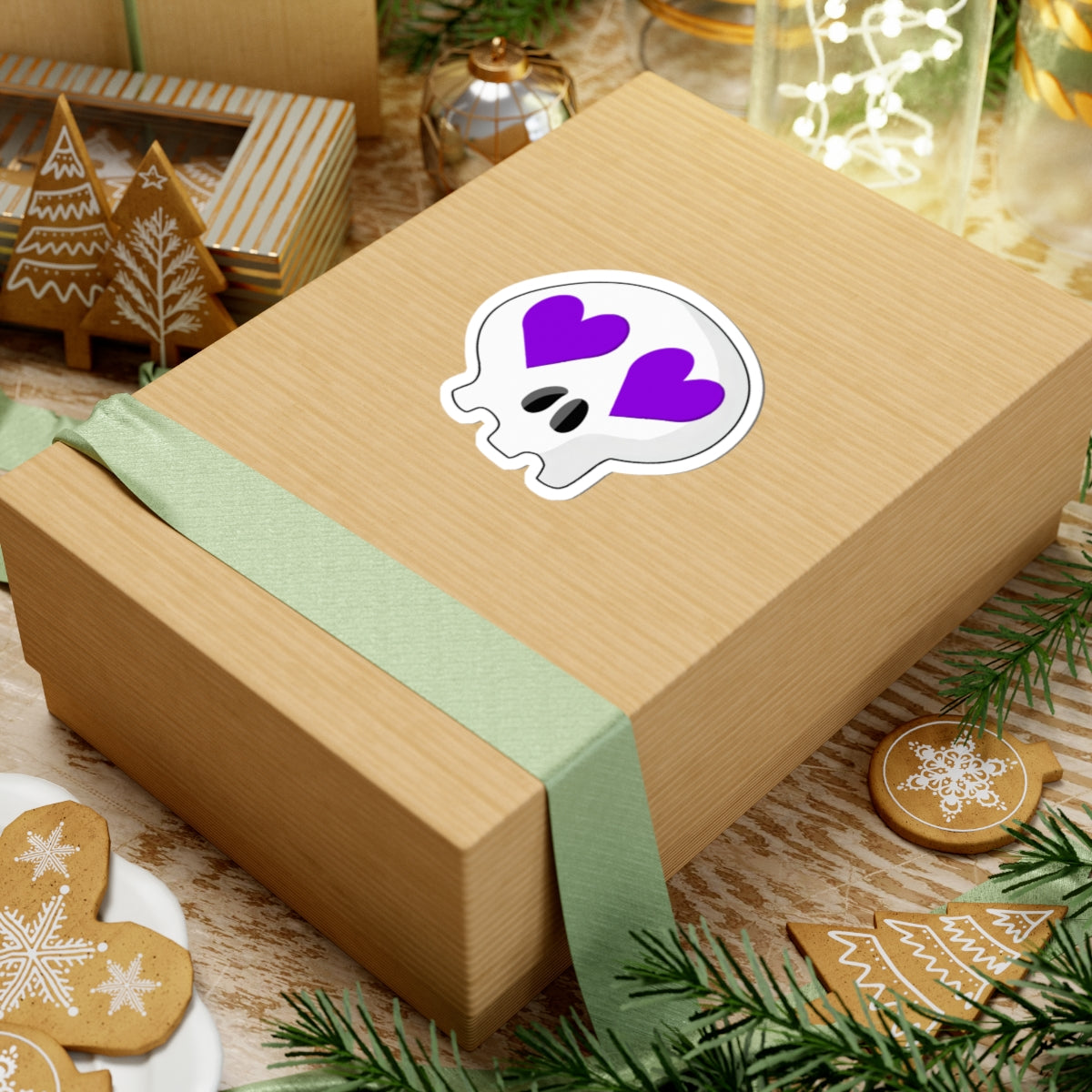 Heart-Eyes Skull Sticker (Purple)