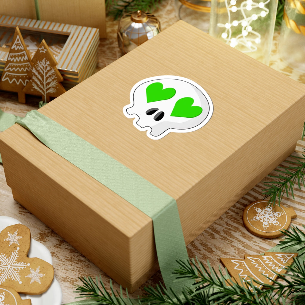 Heart-Eyes Skull Sticker (Green)