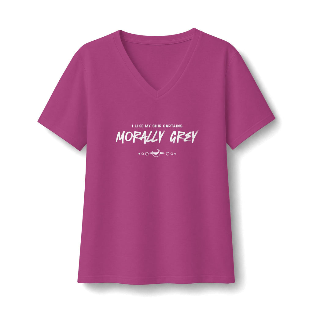 I Like My Ship Captains Morally Grey Women's Relaxed V-Neck Tee