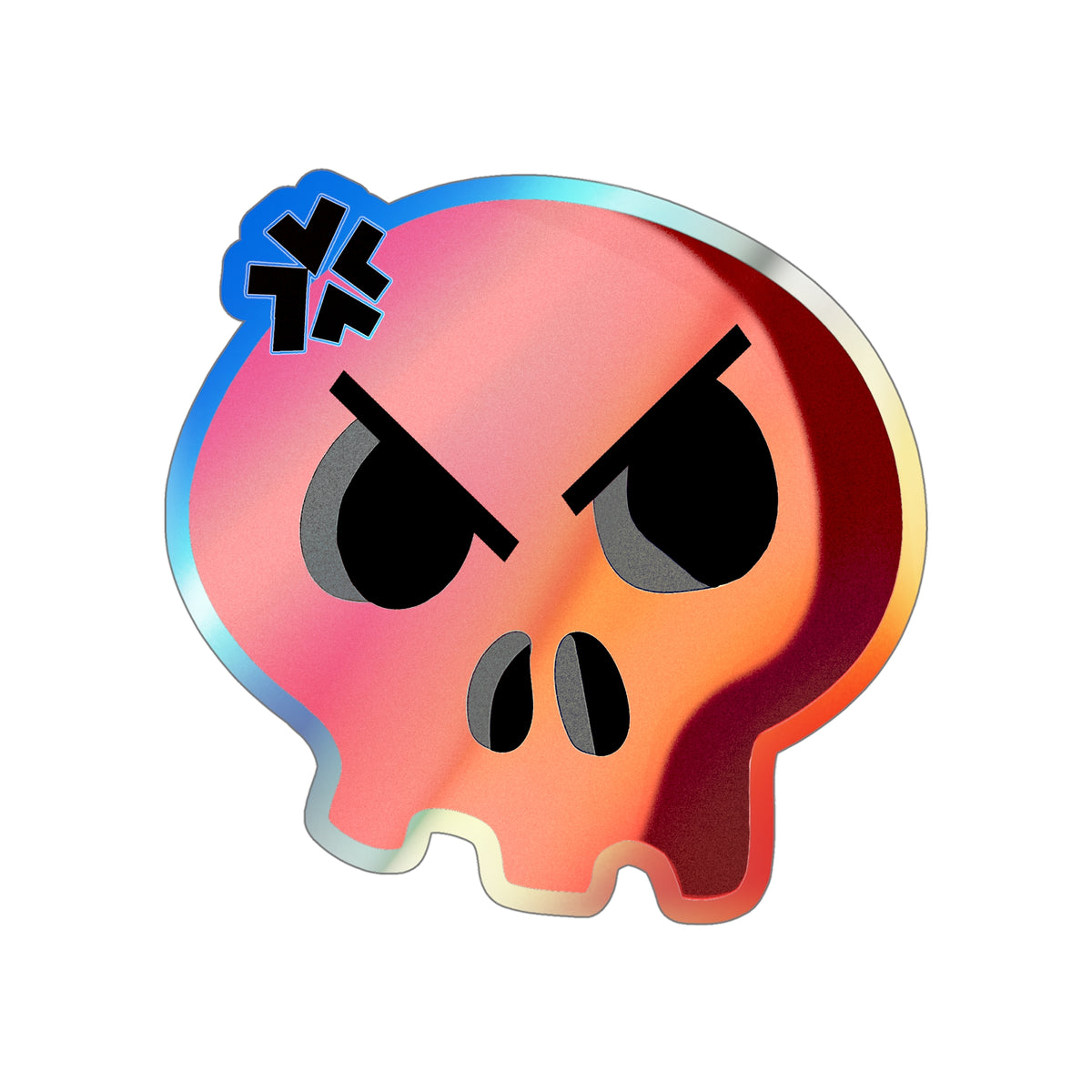 Angry Skull Holographic Sticker