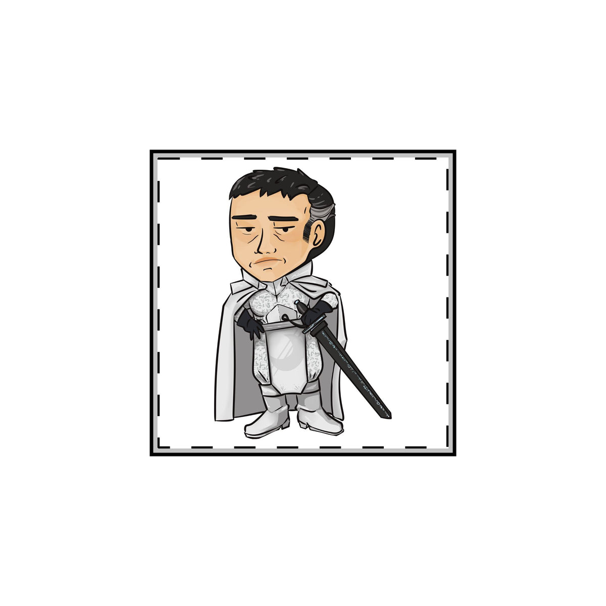 Rook with Black Sword Pin (Chibi-Style)