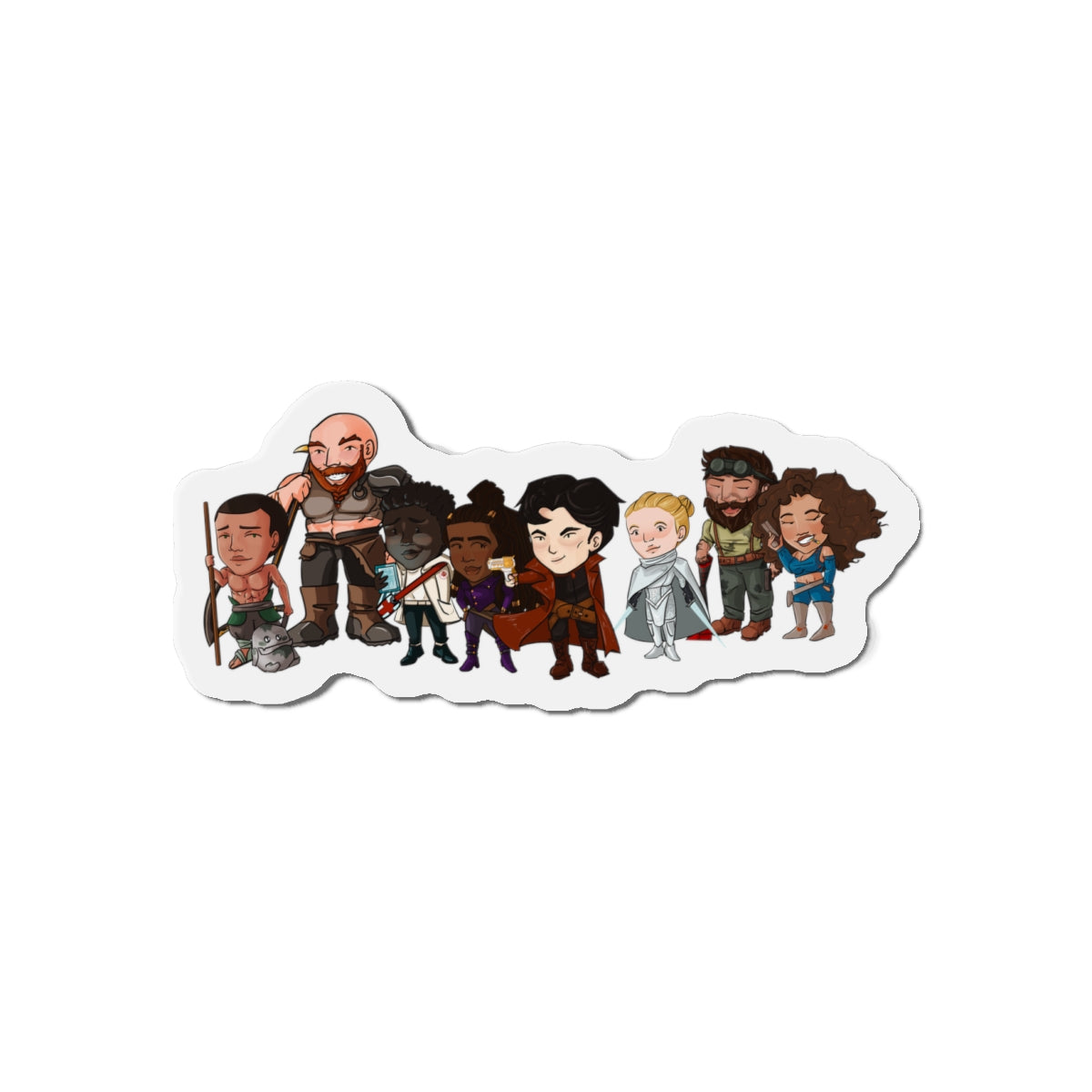 The Crew with Eddie and Little Izzy Magnet (Chibi-Style)