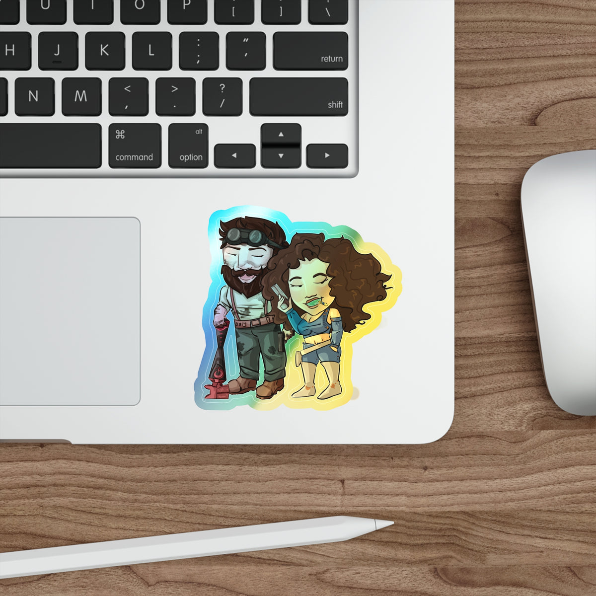 Willow and Bones Holographic Sticker (Chibi-Style)