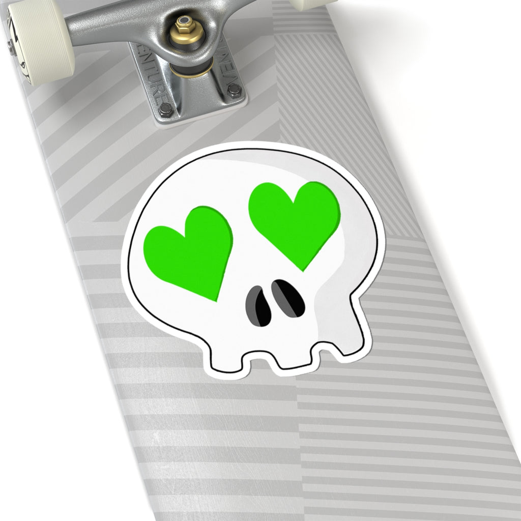 Heart-Eyes Skull Sticker (Green)