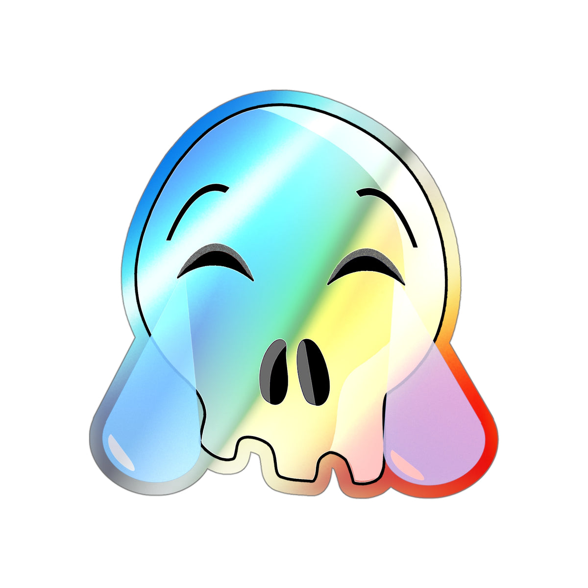 Laughing Crying Skull Holographic Sticker