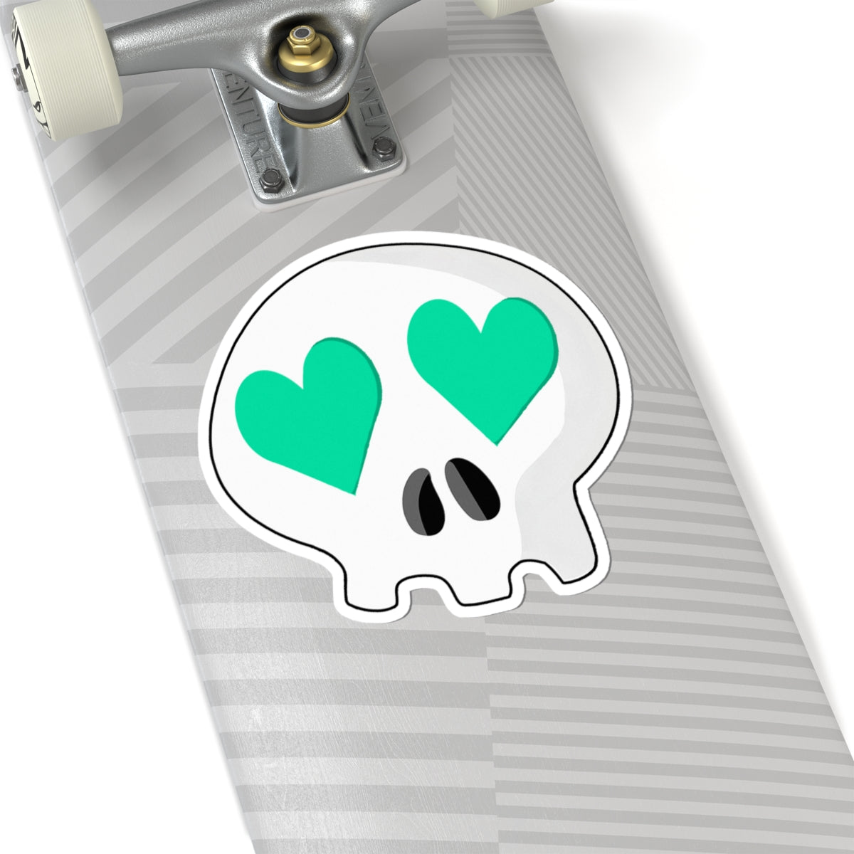 Heart-Eyes Skull Sticker (Teal)