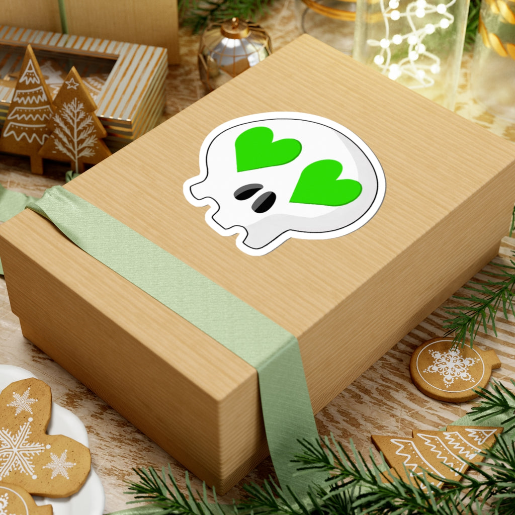Heart-Eyes Skull Sticker (Green)