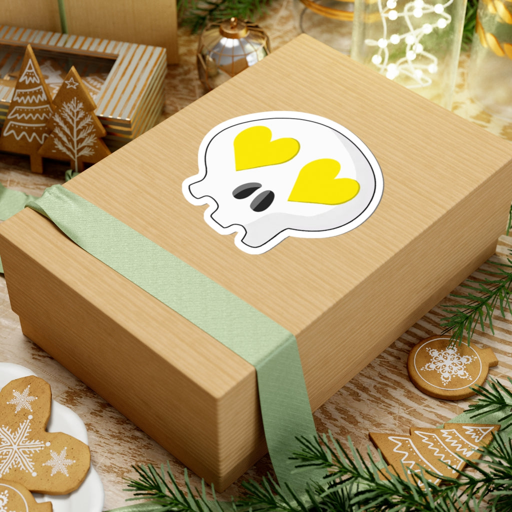 Heart-Eyes Skull Sticker (Yellow)