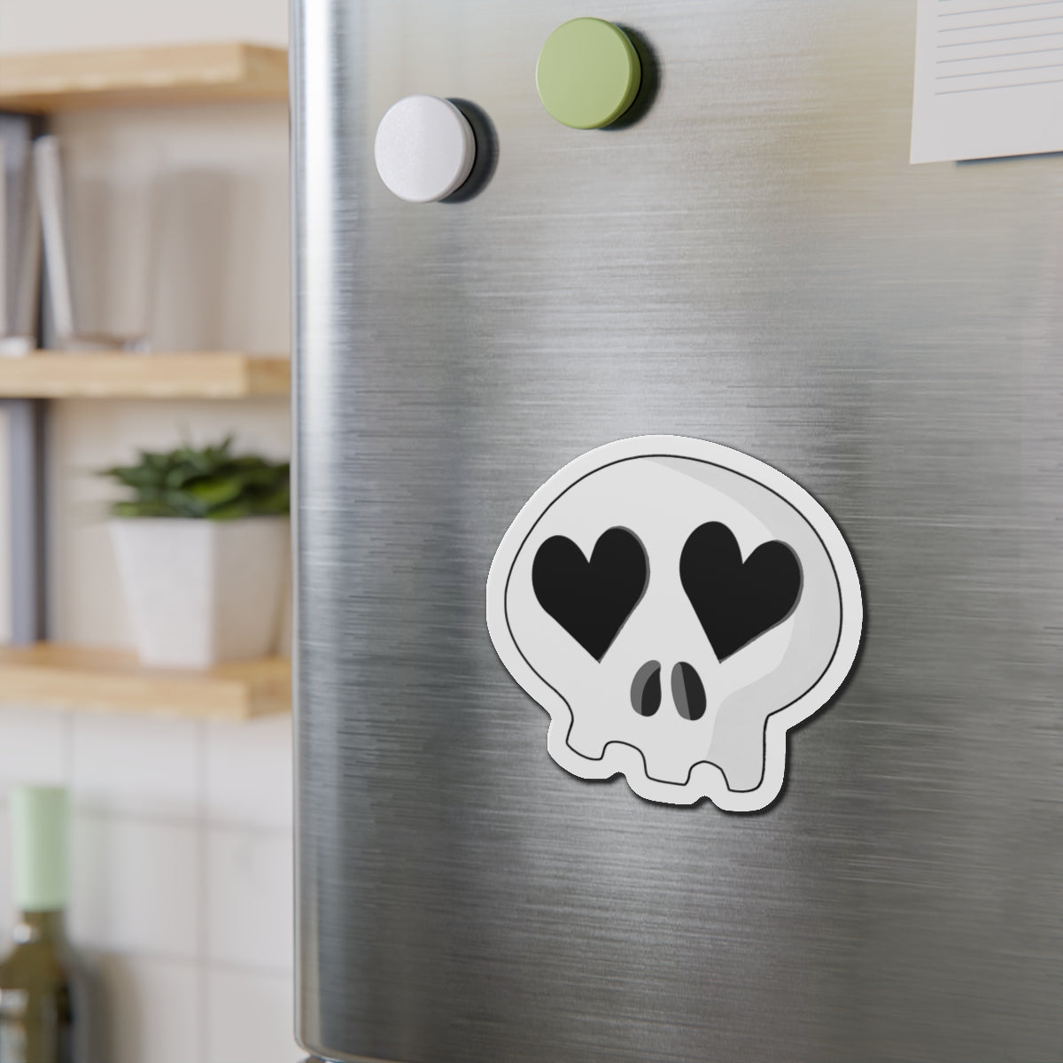 Heart-Eyes Skull Magnet (Black)