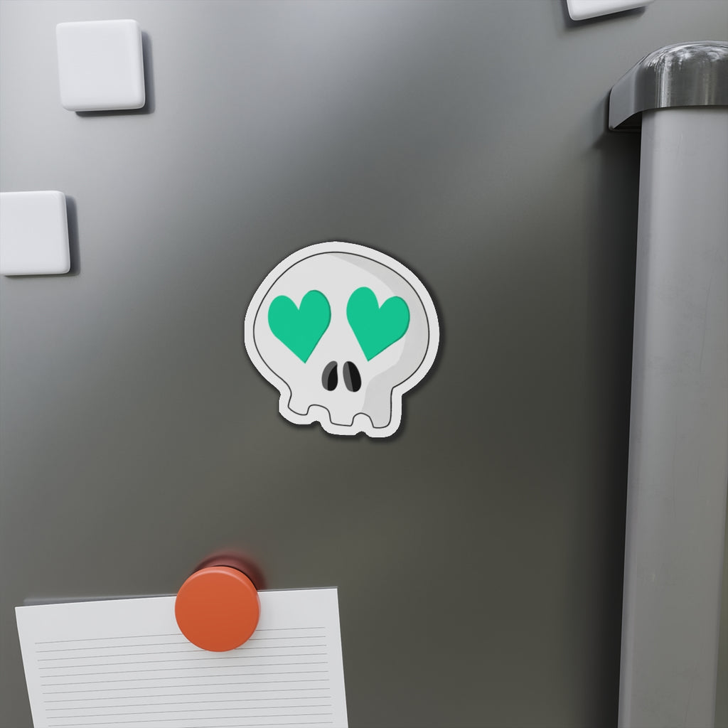 Heart-Eyes Skull Magnet (Teal)