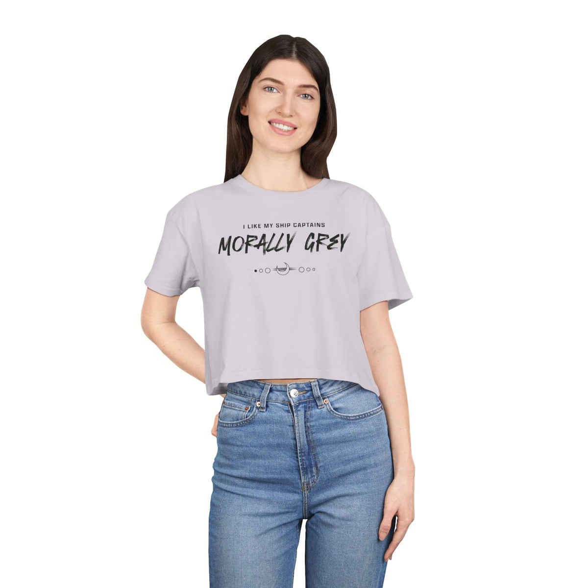 I Like My Ship Captains Morally Grey Crop Tee