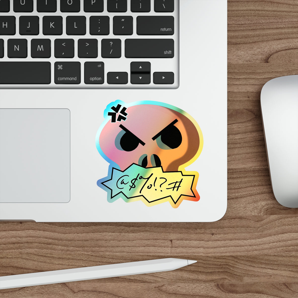 Cursing Skull Holographic Sticker