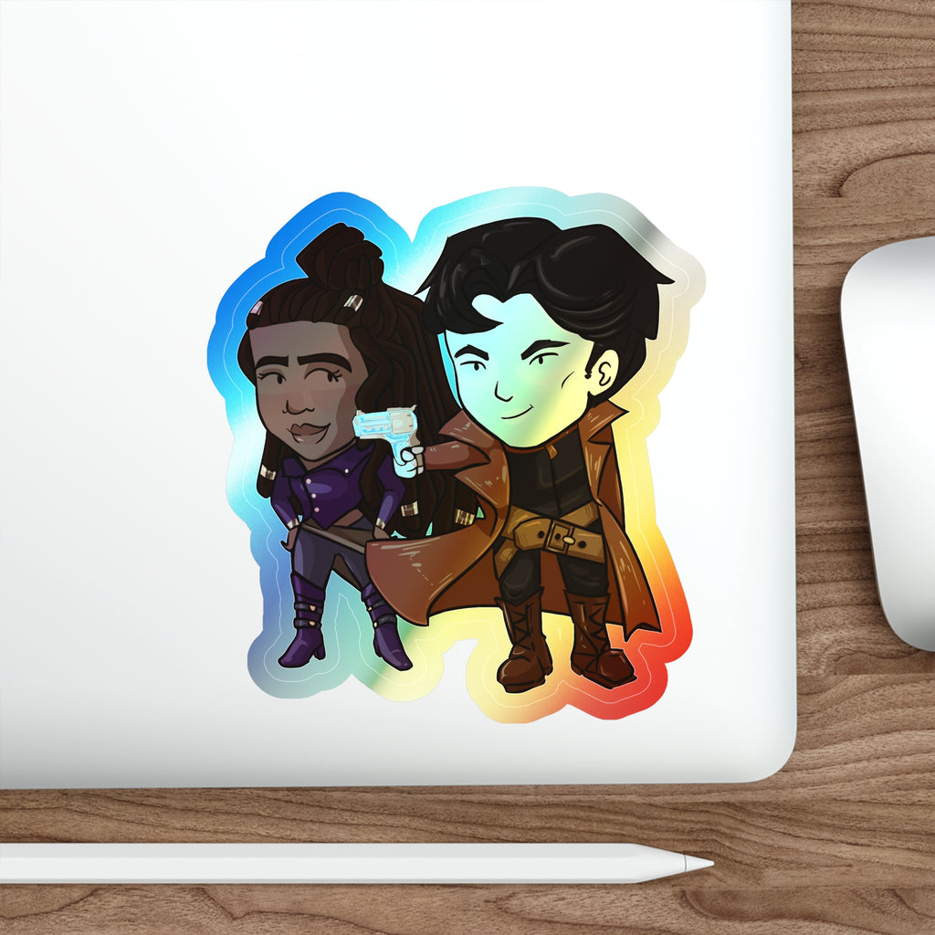 Grey and Minn Holographic Sticker (Chibi-Style)