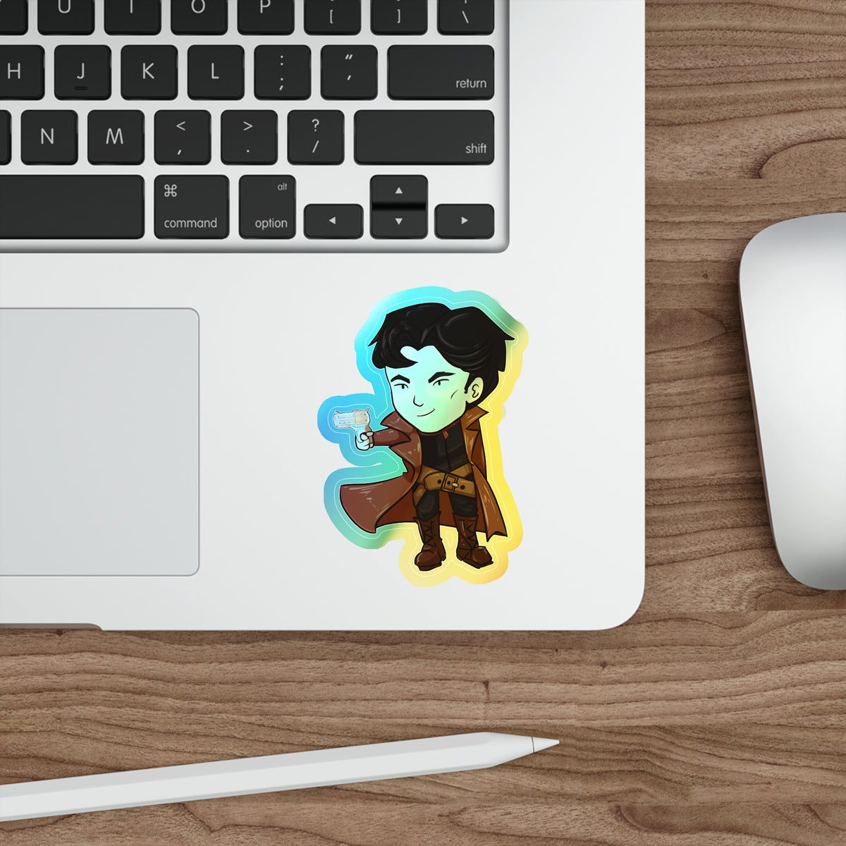 Grey Holographic Sticker (Chibi-Style)