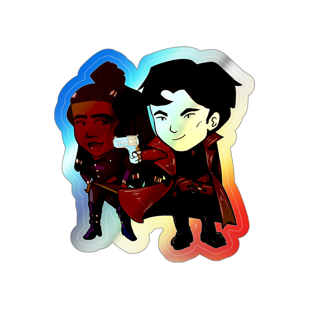 Grey and Minn Holographic Sticker (Chibi-Style)