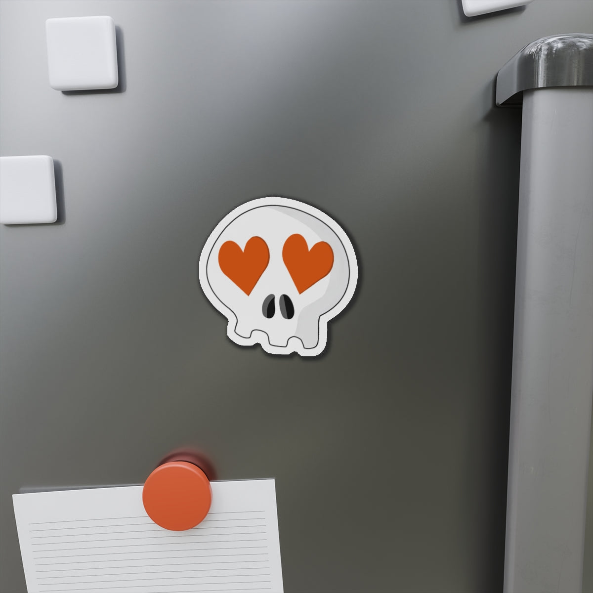 Heart-Eyes Skull Magnet (Orange)