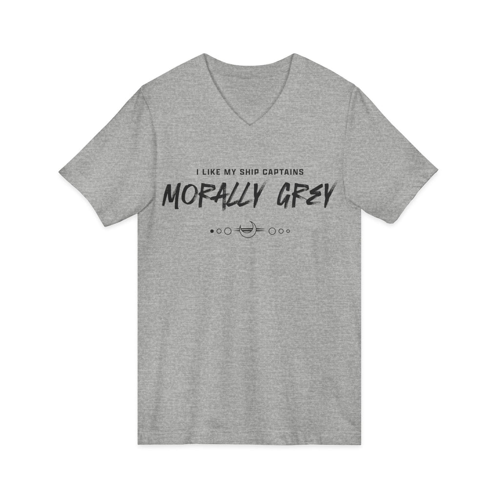 I Like My Ship Captains Morally Grey V-Neck Tee