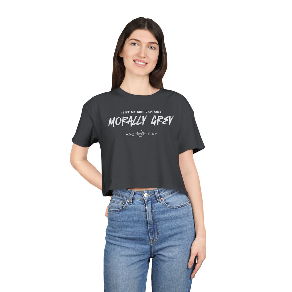 I Like My Ship Captains Morally Grey Crop Tee