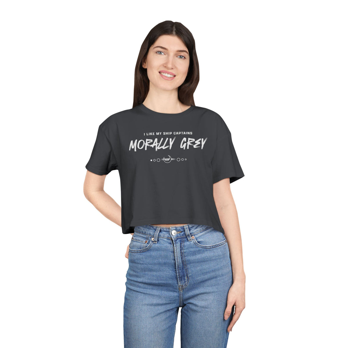 I Like My Ship Captains Morally Grey Crop Tee