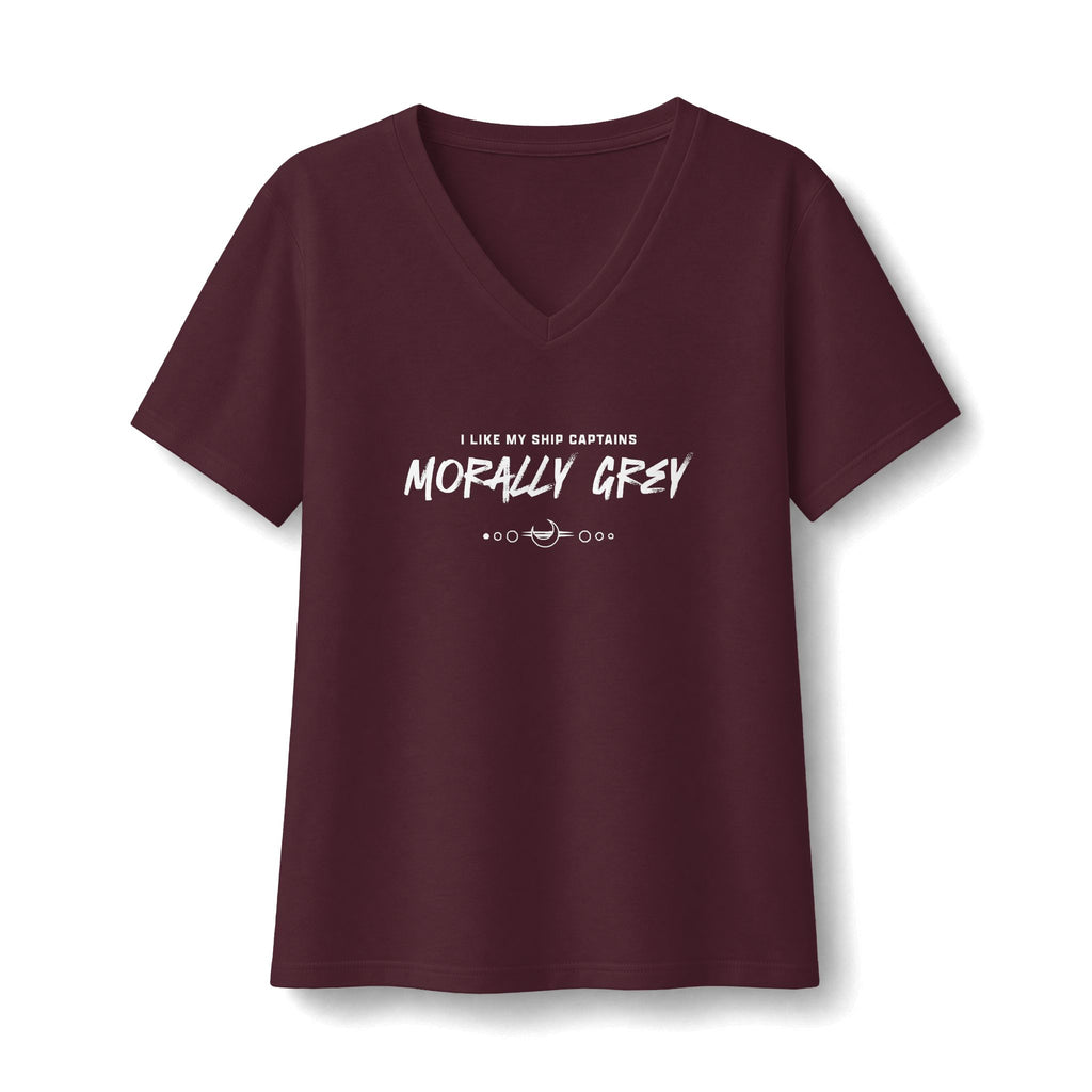 I Like My Ship Captains Morally Grey Women's Relaxed V-Neck Tee