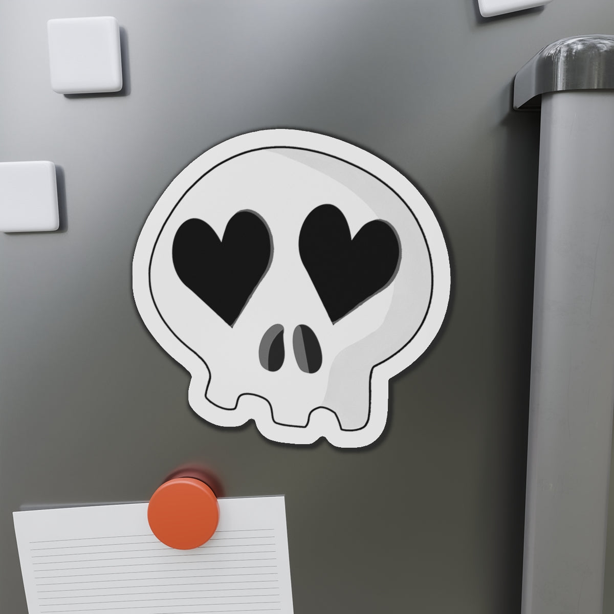 Heart-Eyes Skull Magnet (Black)