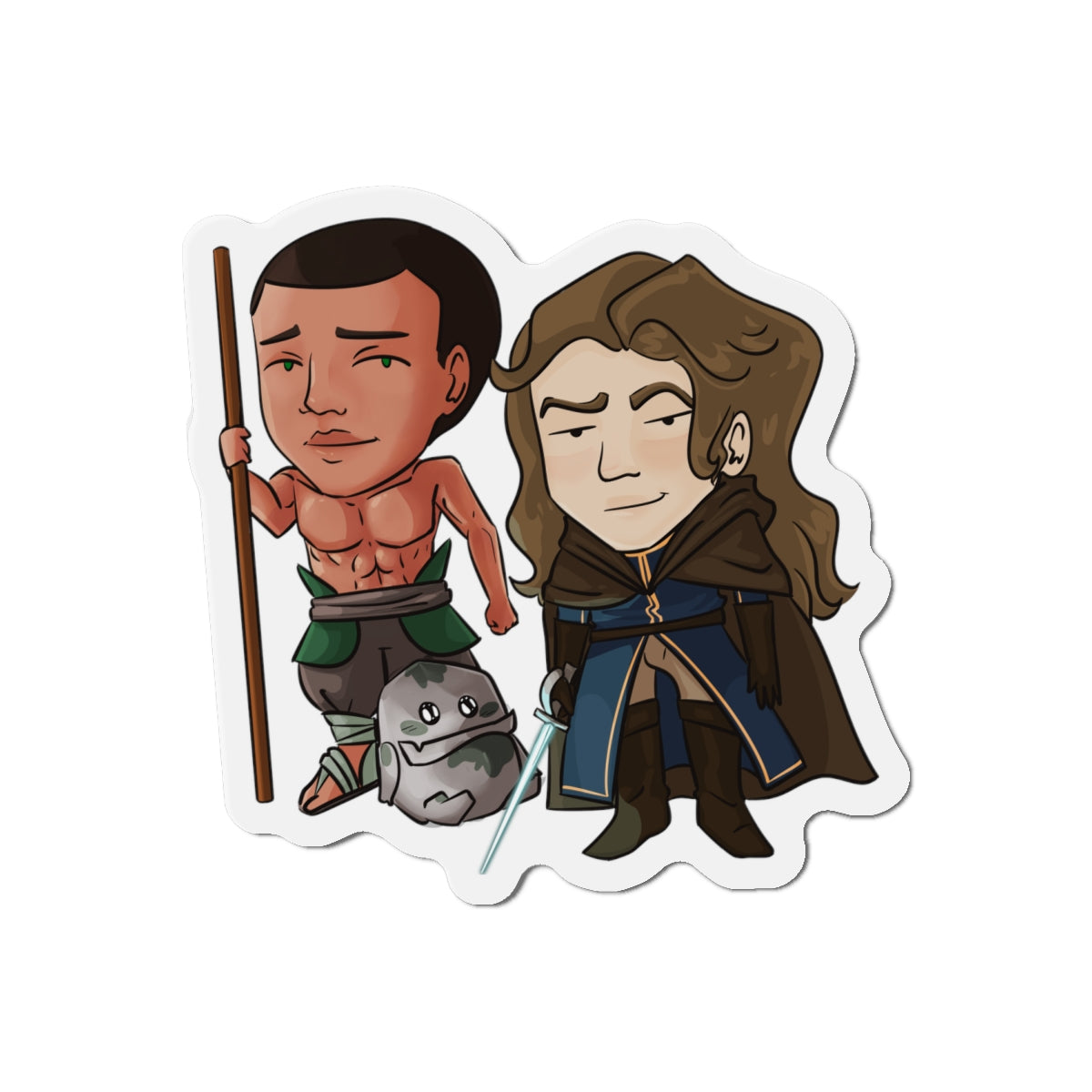 Cello, Eddie, and Little Izzy Magnet (Chibi-Style)