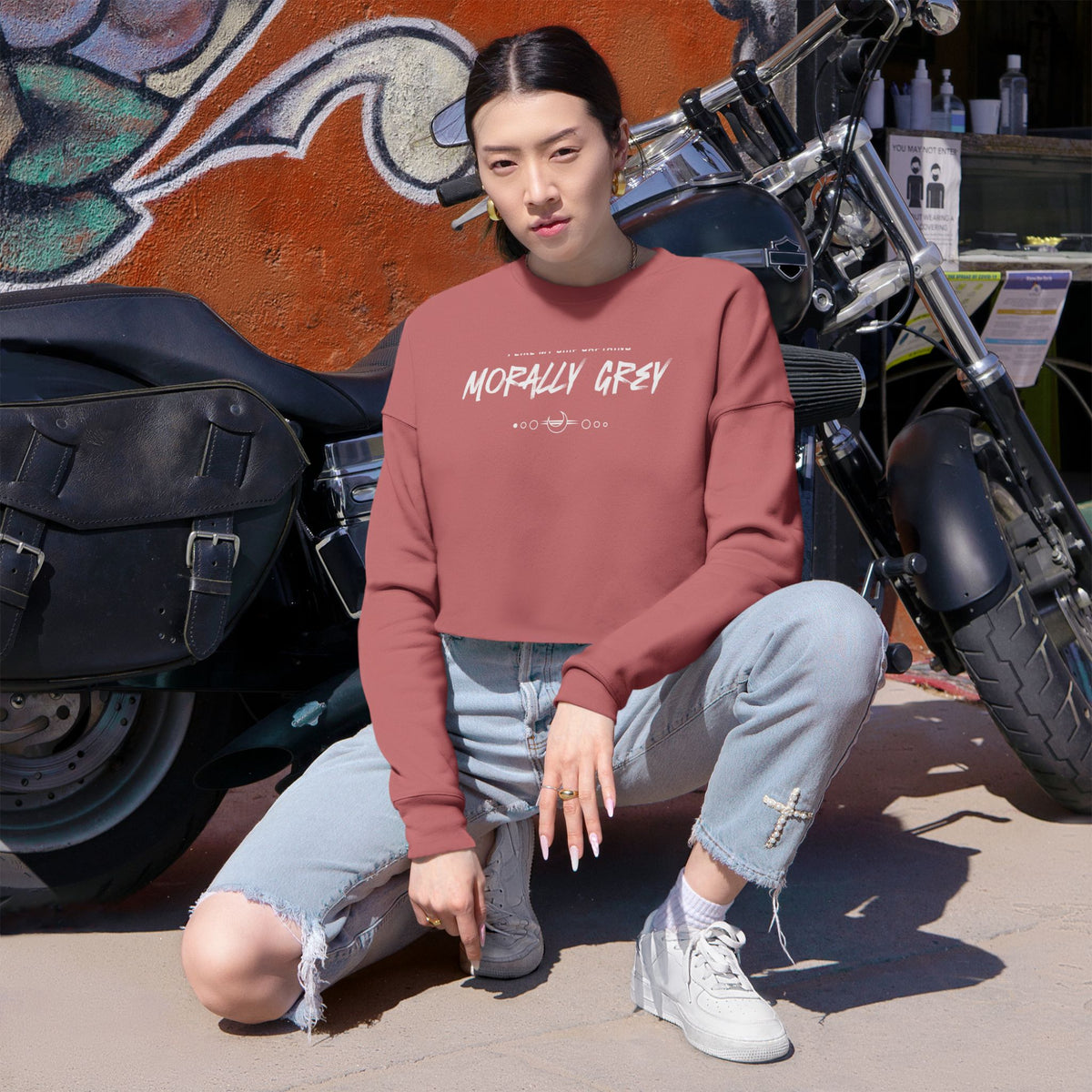 I Like My Ship Captains Morally Grey Cropped Sweatshirt