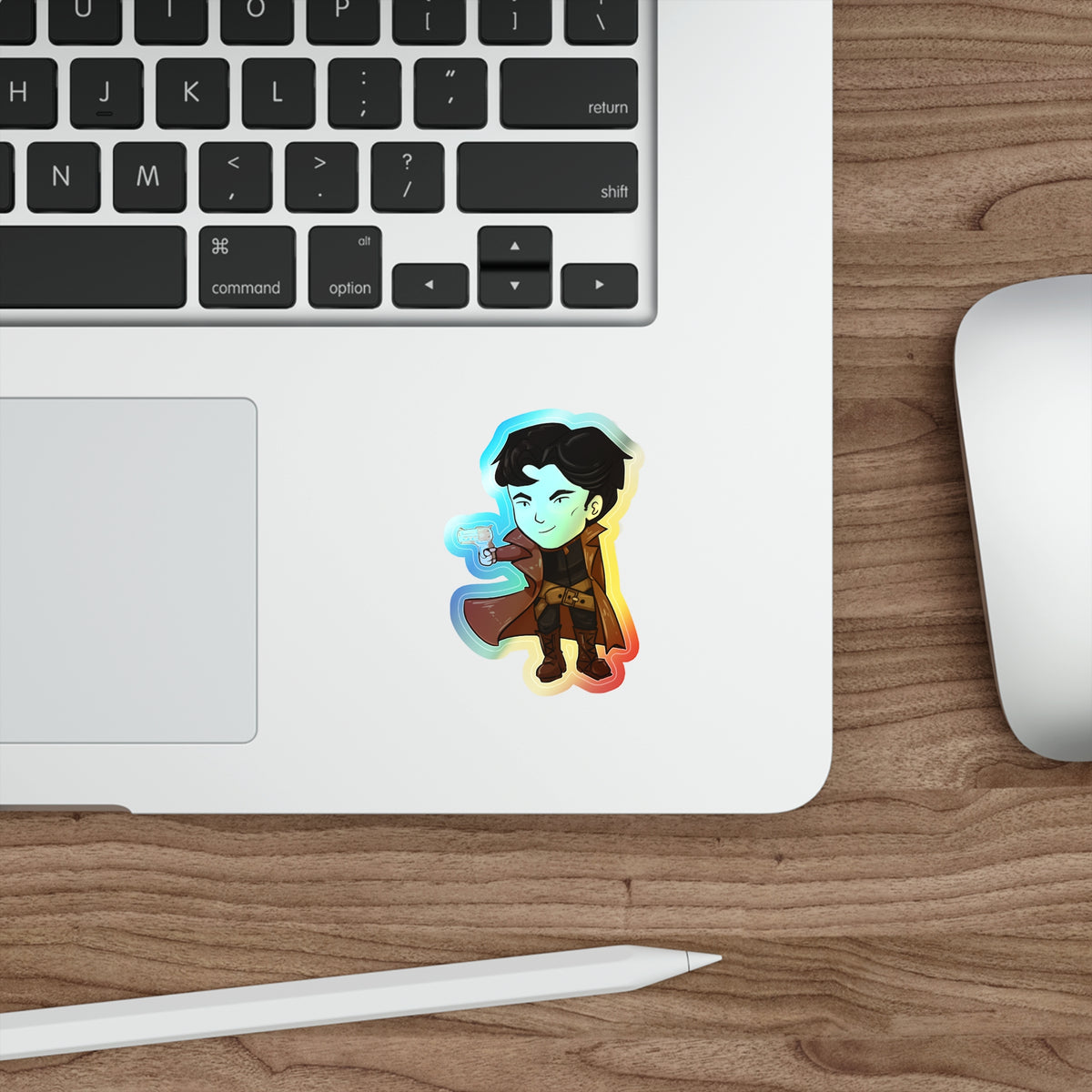 Grey Holographic Sticker (Chibi-Style)