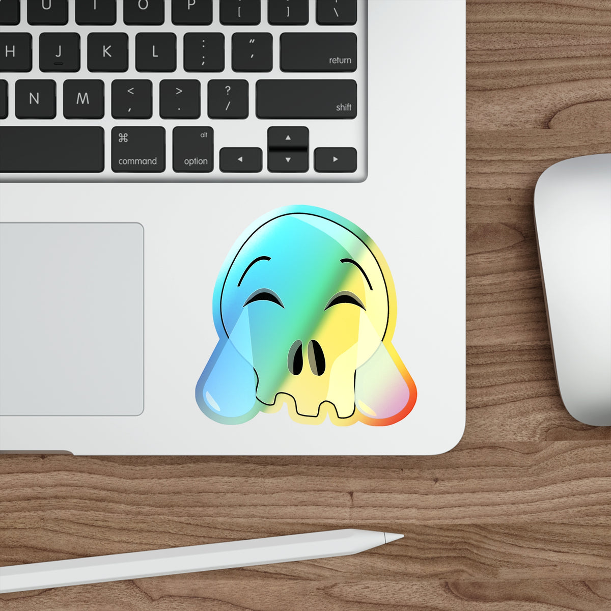 Laughing Crying Skull Holographic Sticker