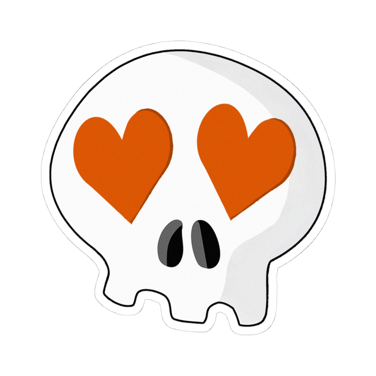 Heart-Eyes Skull Sticker (Orange)