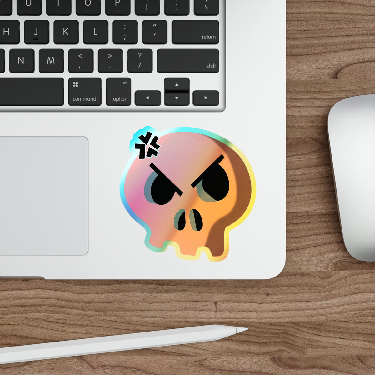 Angry Skull Holographic Sticker