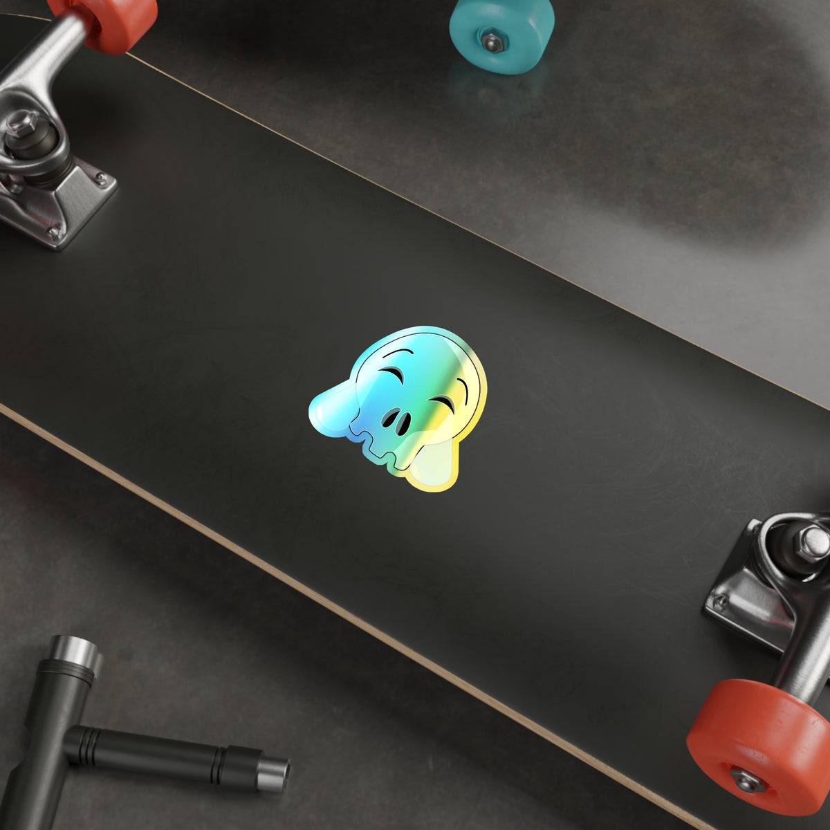 Laughing Crying Skull Holographic Sticker