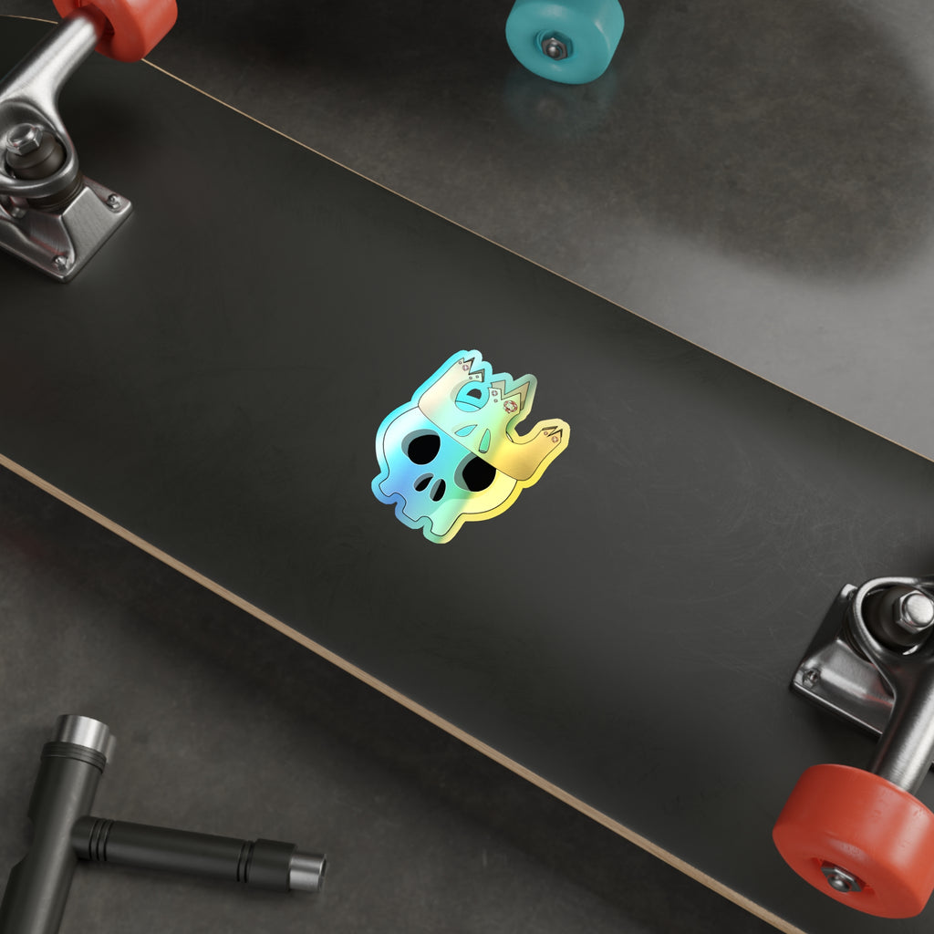 King & Queen Crown Skull Holographic Sticker