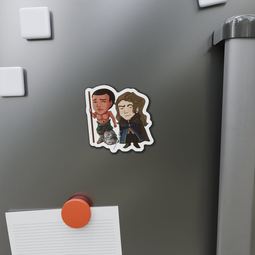 Cello, Eddie, and Little Izzy Magnet (Chibi-Style)