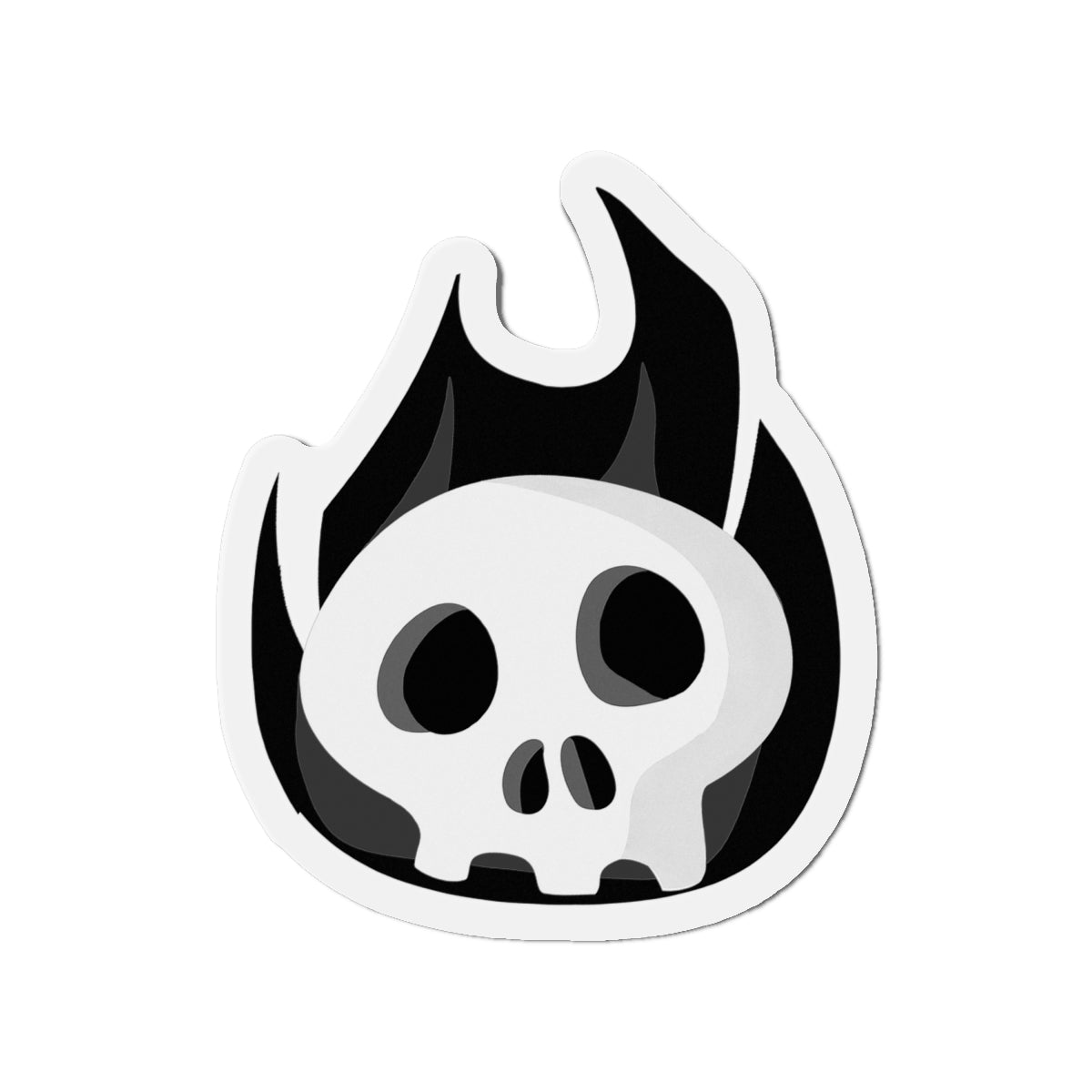 Black Fire Flaming Skull Magnet