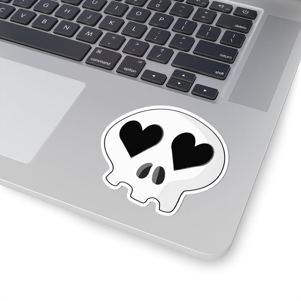 Heart-Eyes Skull Sticker (Black)