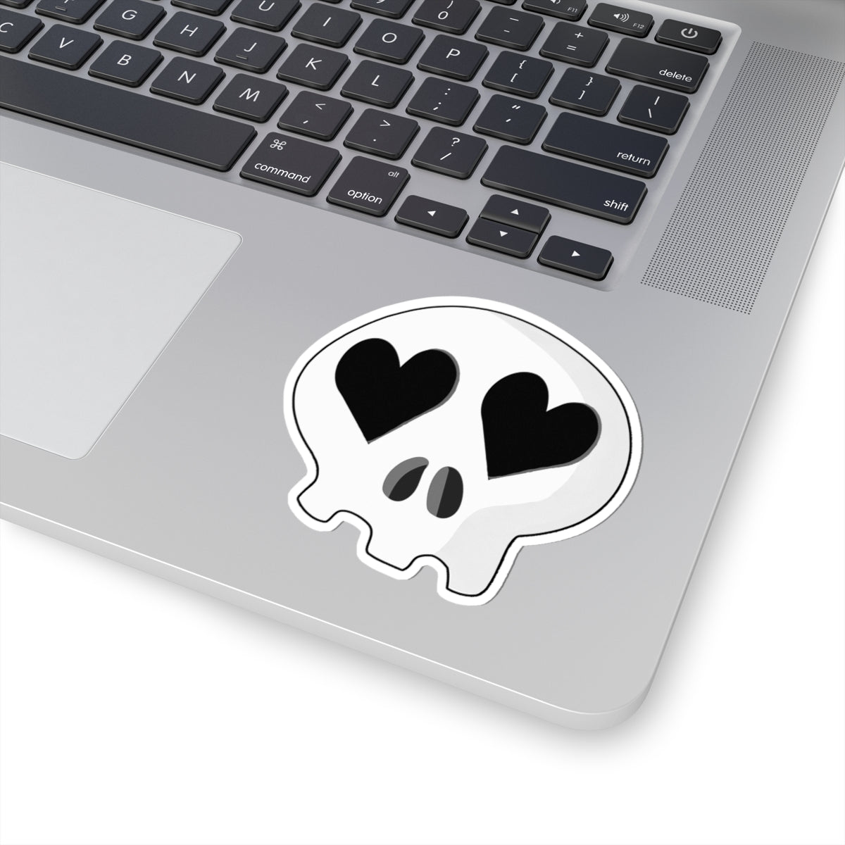 Heart-Eyes Skull Sticker (Black)
