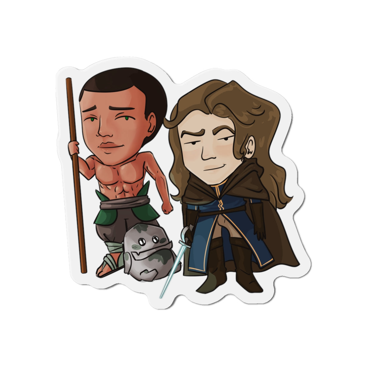 Cello, Eddie, and Little Izzy Magnet (Chibi-Style)