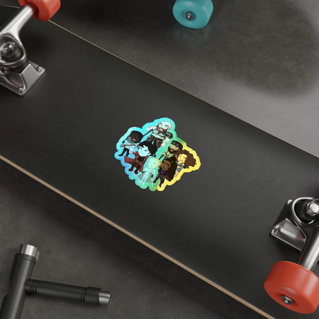 The Crew Huddle Holographic Sticker (Chibi-Style)