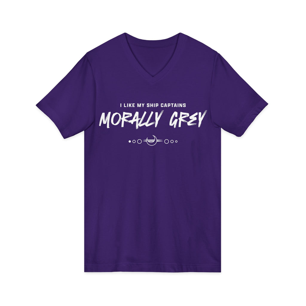 I Like My Ship Captains Morally Grey V-Neck Tee
